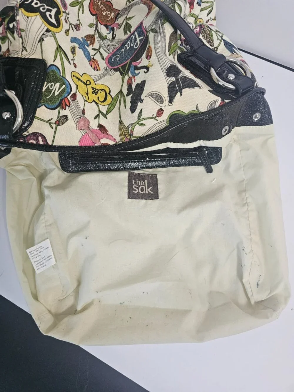 The Sak Bag Shoulder Peace Floral Canvas Boho Casual